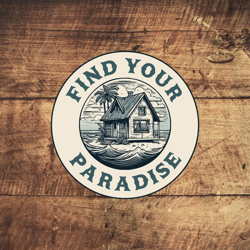 Vintage Coastal Cabin – Find Your Paradise Sticker