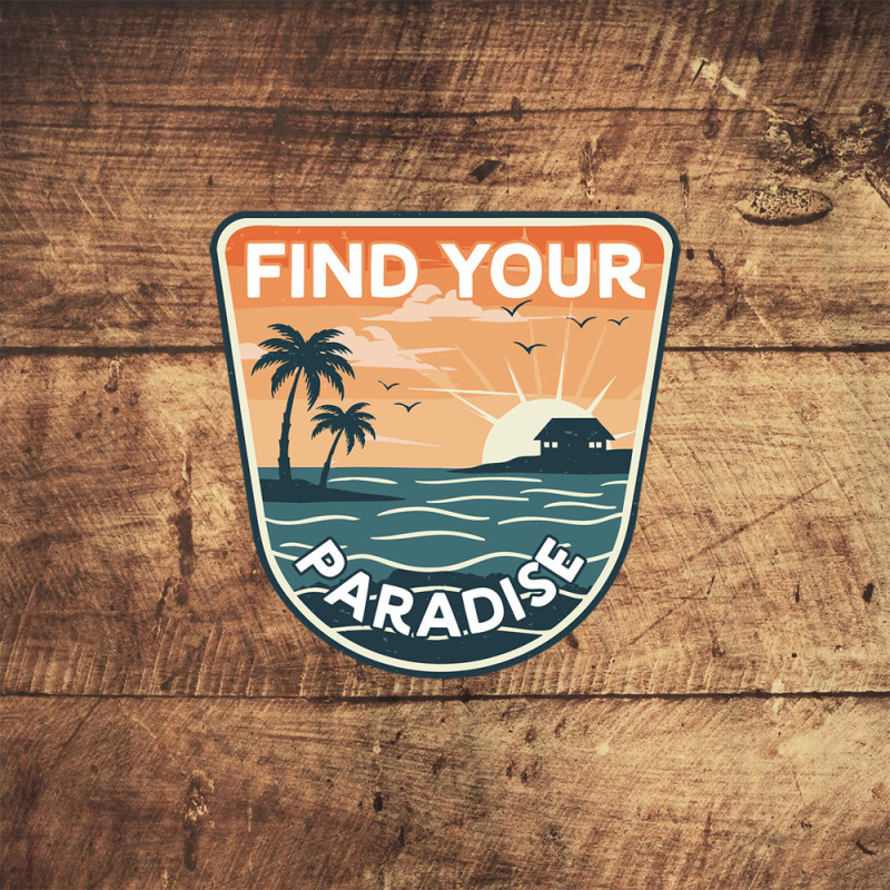 Sunset Badge Logo – Find Your Paradise Sticker