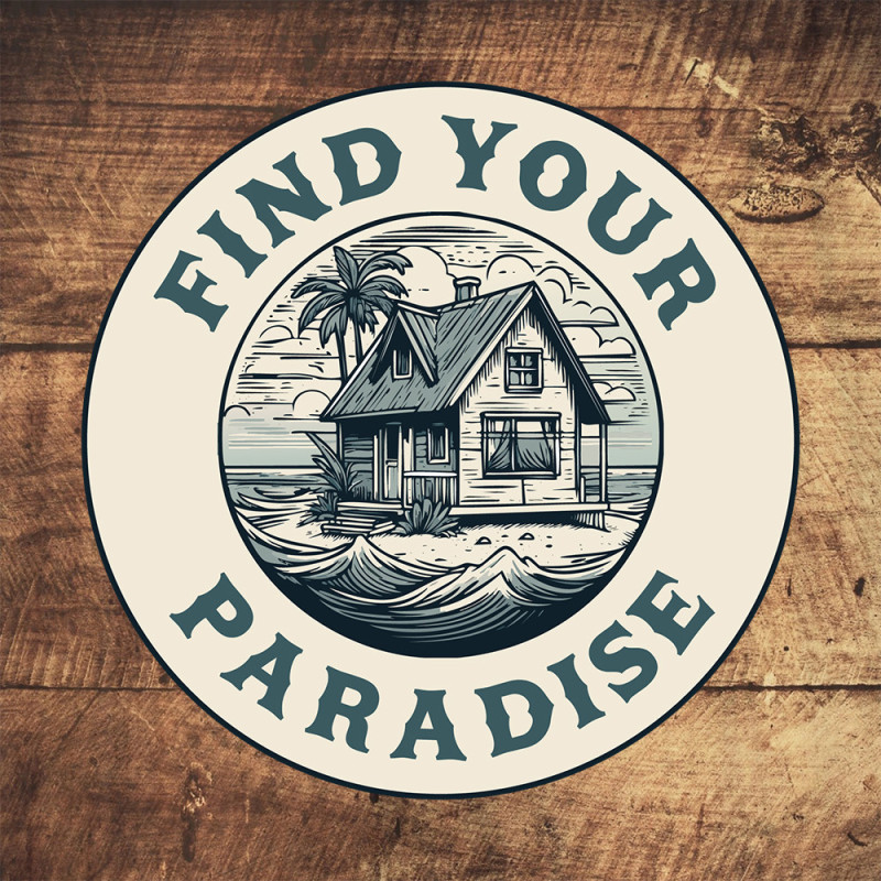 Vintage Coastal Cabin – Find Your Paradise Sticker